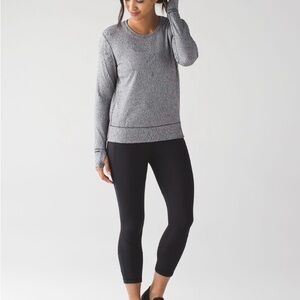 Lululemon Rush Hour Long Sleeve in Running Luon Spray Jacquard White Black